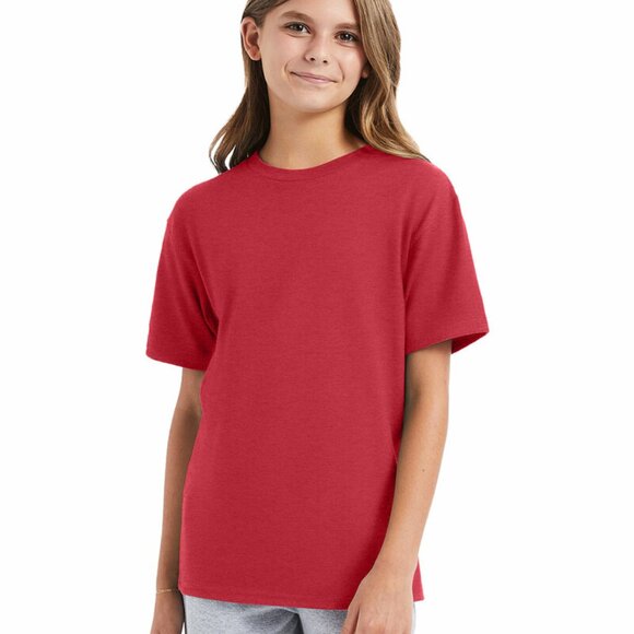 Hanes Perfect-T Youth T-Shirt Heather Red NWOT Various Sizes - Picture 2 of 2